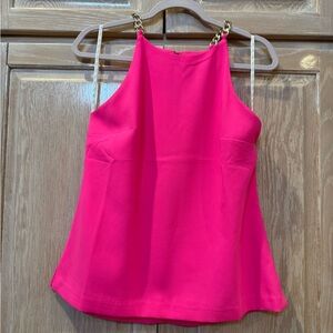 Lilly Pulitzer Vibrant Pink lined Camisole top with Gold Chain Straps